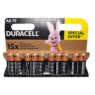 Levně Baterie alkalická, AA, 1.5V, Duracell, blistr, 10-pack, 42308, Basic