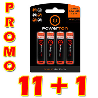 Baterie alkalická, AAA (LR03), AAA, 1.5V, Powerton, box, 12x4-pack, PROMO výhodné balení