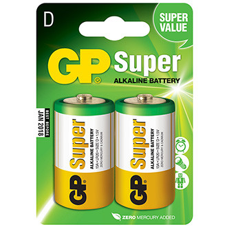 Levně Baterie alkalická, LR20, 1.5V, GP, blistr, 2-pack, SUPER, velký monočlánek