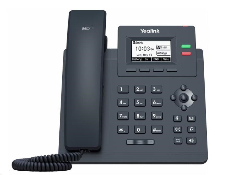 Levně Yealink SIP-T31 IP telefon, 2, 3" 132x64 grafický, 2x RJ45 10/100, 2x SIP, s adaptérem