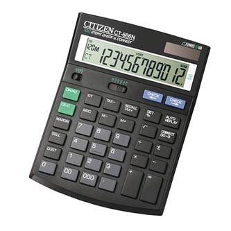 Citizen Kalkulačka CT666N, černá, stolní s výpočtem DPH, dvanáctimístná, automatické vypnutí