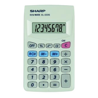 Levně Sharp Kalkulačka EL-233S, bílá, kapesní, osmimístná