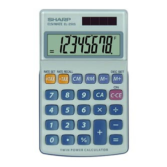 Levně Sharp Kalkulačka EL-250S, šedo-modrá, kapesní, osmimístná
