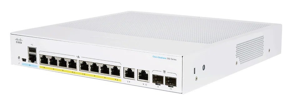 Cisco switch CBS250-8FP-E-2G (8xGbE, 2xGbE/SFP combo, 8xPoE+, 120W, fanless)