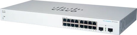 Cisco switch CBS220-16T-2G, 16xGbE RJ45, 2xSFP, fanless