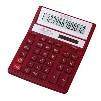 Citizen Kalkulačka SDC888XRD, červená, stolní, dvanáctimístná