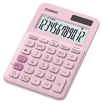 Levně Casio Kalkulačka MS 20 UC PK, růžová, dvanáctimístná, duální napájení