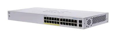 Cisco switch CBS110-24PP-UK (24xGbE, 2xGbE/SFP combo, 12xPoE+, 100W, fanless) - REFRESH