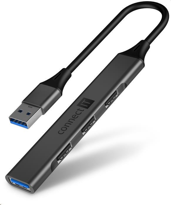 Levně CONNECT IT USB-A hub, (1xUSB-A 3.0, 3xUSB-A 2.0), externí, antracitová