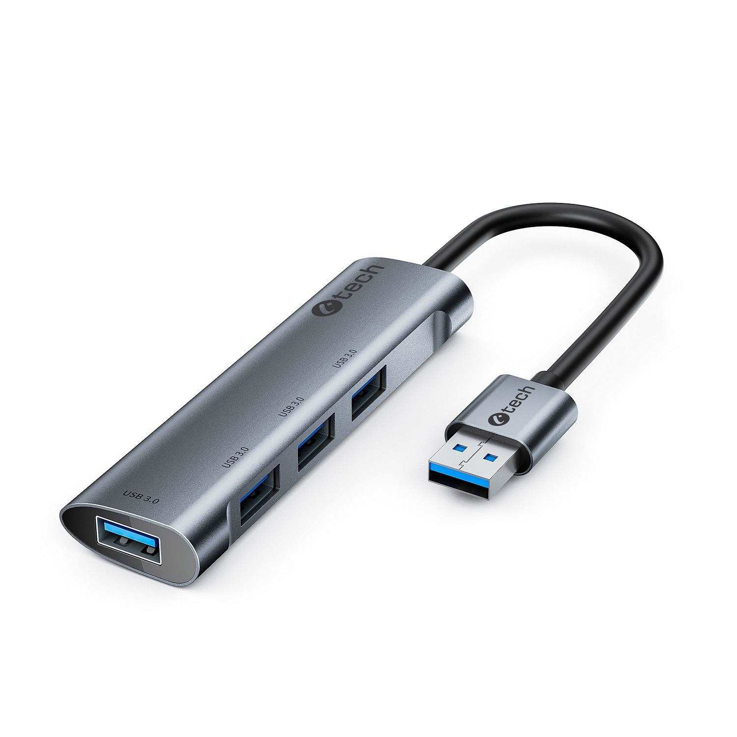 Levně C-TECH UHB-U3-AL, USB Hub, 4x USB 3.2 Gen 1, hliníkové tělo