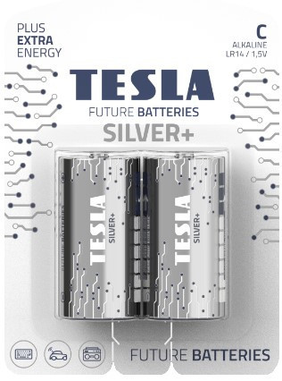 Baterie Tesla SILVER+ Alkalické C (LR14, malé monočlánky) 2ks