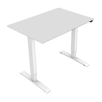 Pracovní stůl, elektricky nastavitelná výška, šedá deska, 75x159cm, rozsah 500 mm, bílý, 70 kg nosnost, ergo
