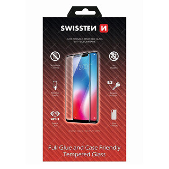 Levně Ochranné temperované sklo Swissten, pro Apple iPhone XS MAX, černá, case friendly and color frame