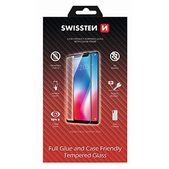 Levně Ochranné temperované sklo Swissten, pro Apple iPhone X/XS, černá, case friendly and color frame