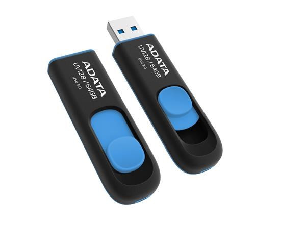 Levně ADATA Flash Disk 256GB UV128, USB 3.1 Dash Drive (R:90/W:40 MB/s) černá/modrá