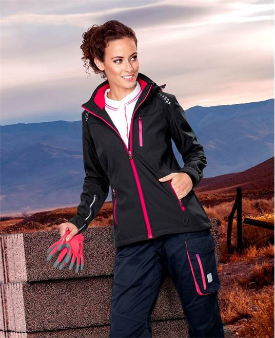 Dámská softshellová bunda ARDON®FLORET černá s růžovými zipy | H6307/XL