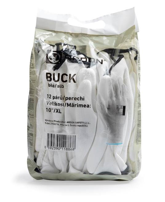 Levně Máčené rukavice ARDONSAFETY/BUCK WHITE 10/XL - maloobchodní balení 12 párů | AR9003/10