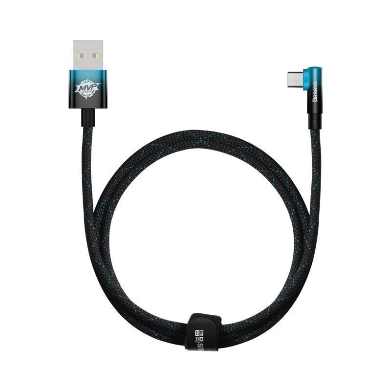 Levně Baseus úhlový kabel USB - typ C 100W, 1 m, modrý