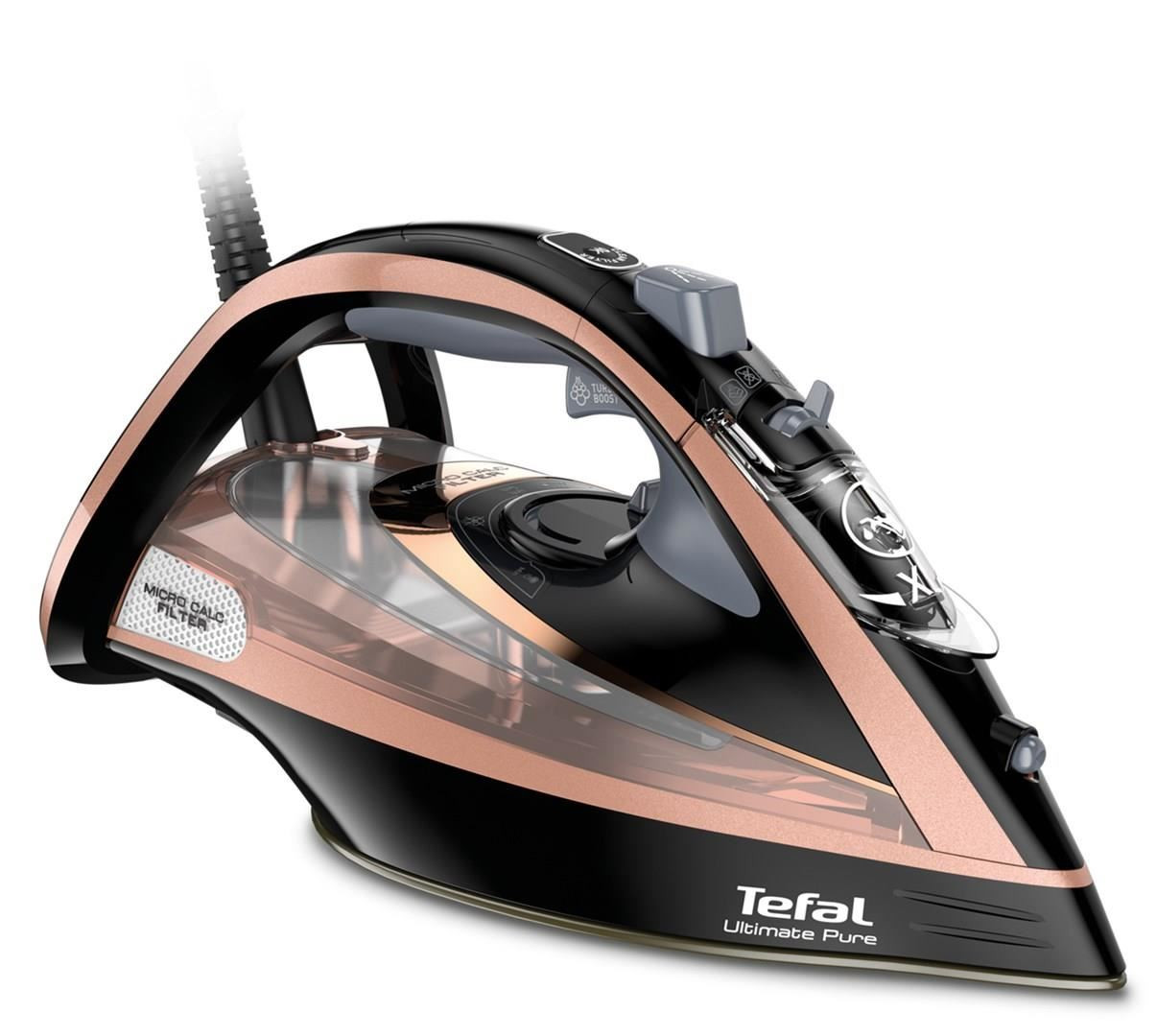 Levně Tefal Ultimate Pure FV9845E0 napařovací žehlička, 3200 W, Anti-drip, automatické vypnutí, broskvová