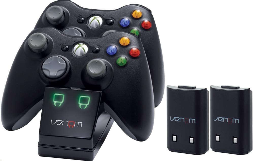 Levně VENOM VS2891 Xbox 360 Black Twin Docking Station + 2 batteries