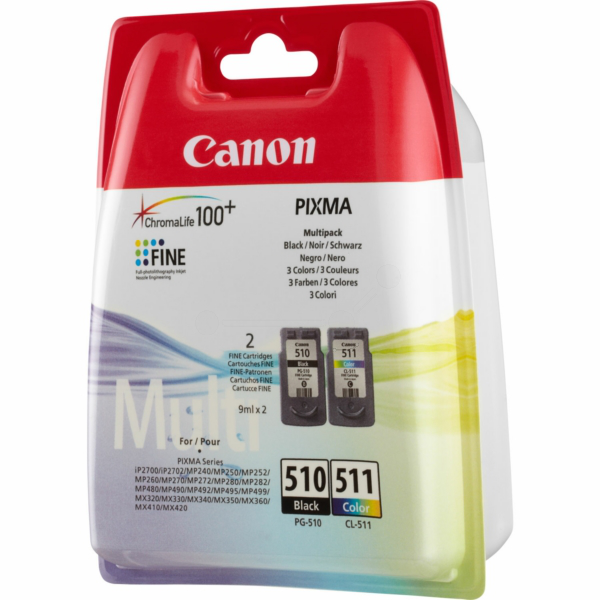 Levně CANON PG-510 - originální cartridge, černá + barevná, 2x9ml