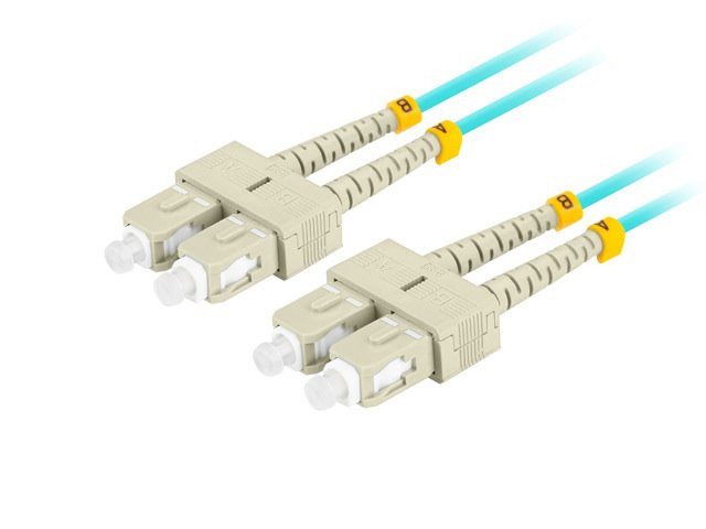 LANBERG optický patch cord MM SC/UPC-SC/UPC duplex 3m LSZH OM3 50/125 průměr 3mm, barva cyan