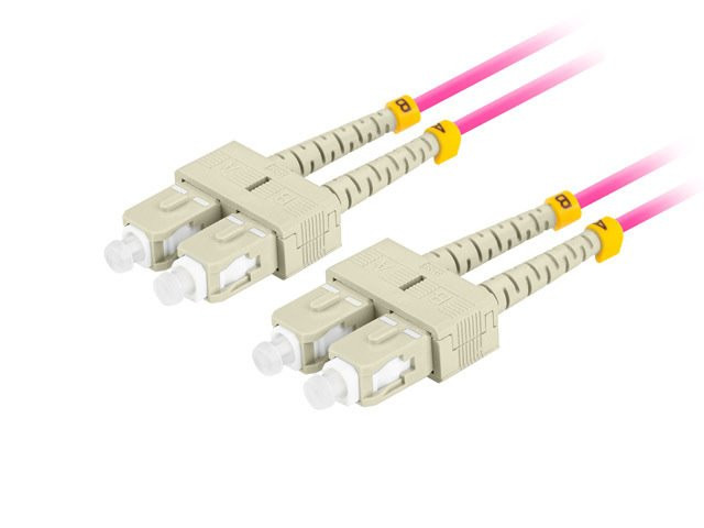 LANBERG optický patch cord MM SC/UPC-SC/UPC duplex 5m LSZH OM4 50/125 průměr 3mm, barva magenta