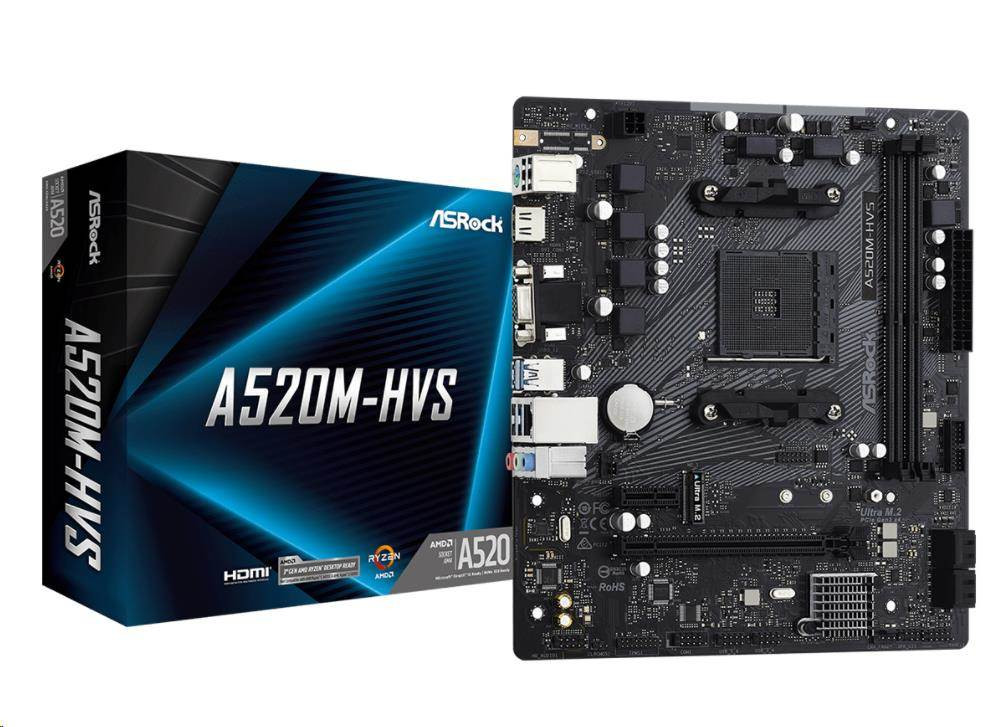 Levně ASRock MB Sc AM4 A520M-HVS, AMD A520M, 2xDDR4, HDMI