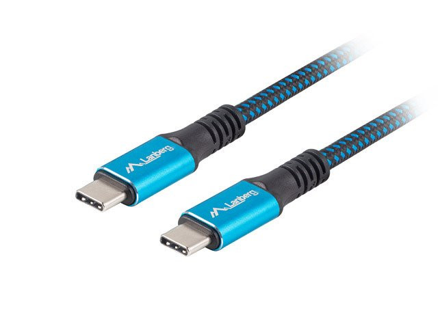 Lanberg USB-C M/M 4.0 kabel 0,5m 100W 8K 30Hz modro-černá
