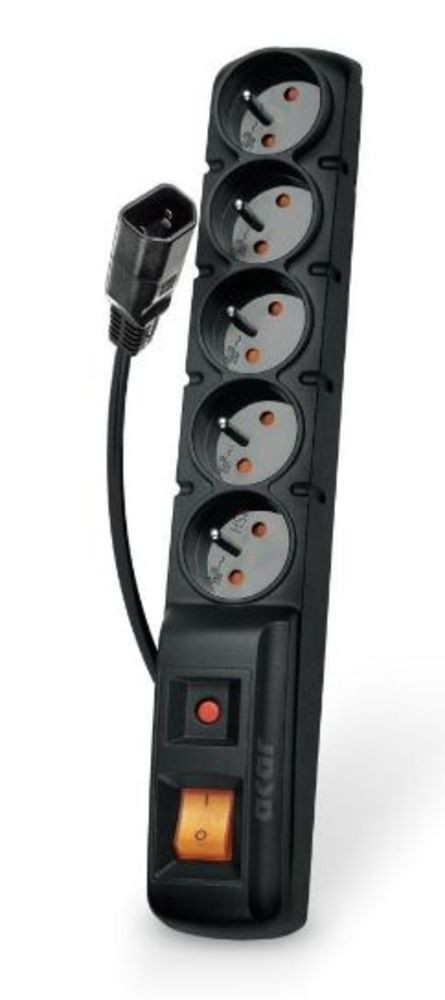 Levně Acar F5 5m kabel, 5 zásuvek, přepěťová ochrana, černý