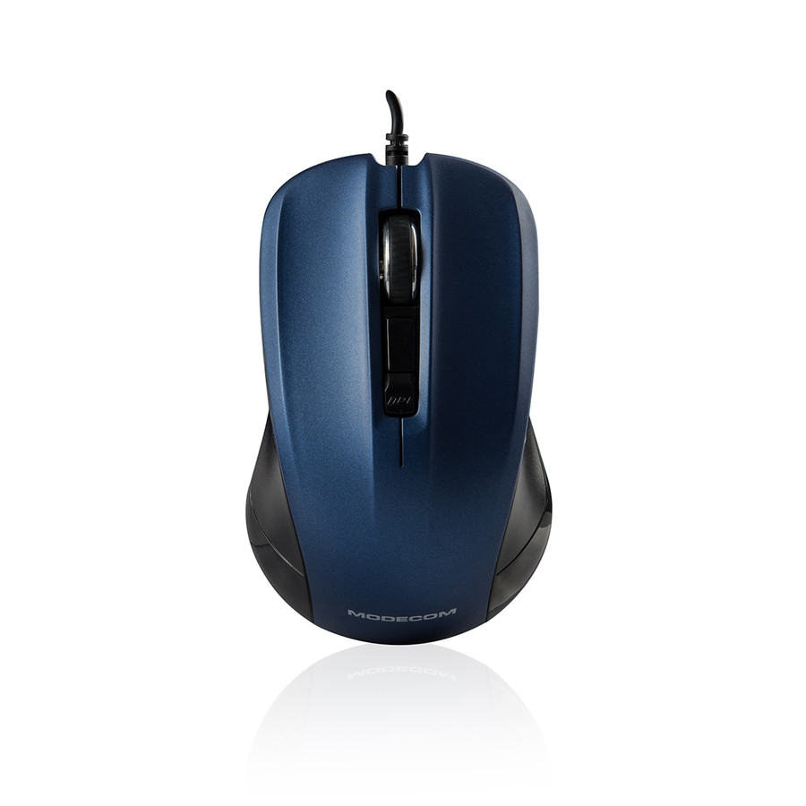 Levně Modecom MC-M9.1 drátová optická myš, 4 tlačítka, 1600 DPI, USB, černo-modrá