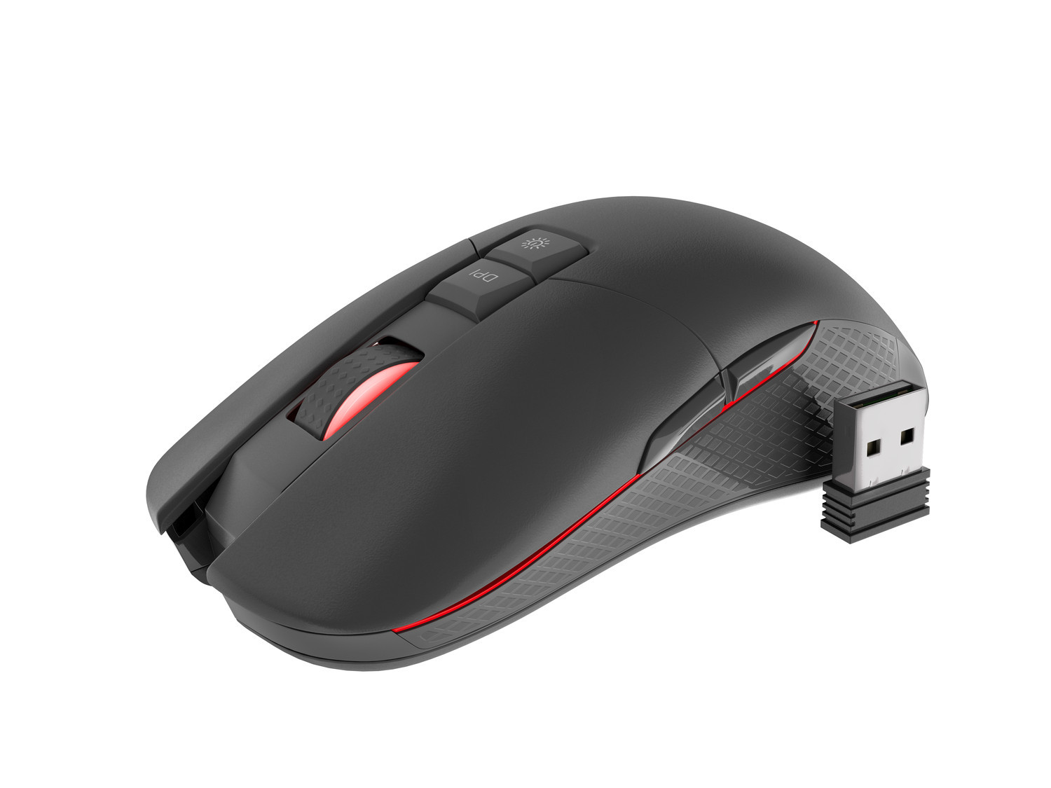 Levně Genesis herní optická myš ZIRCON 330/RGB/3600 DPI/Herní/Optická/Bezdrátová USB/Černá-červená