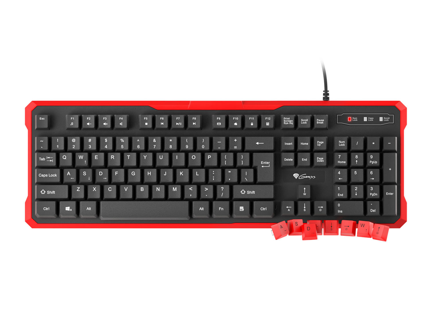 Levně Genesis herní klávesnice RHOD 110/Drátová USB/US layout/Černá-červená