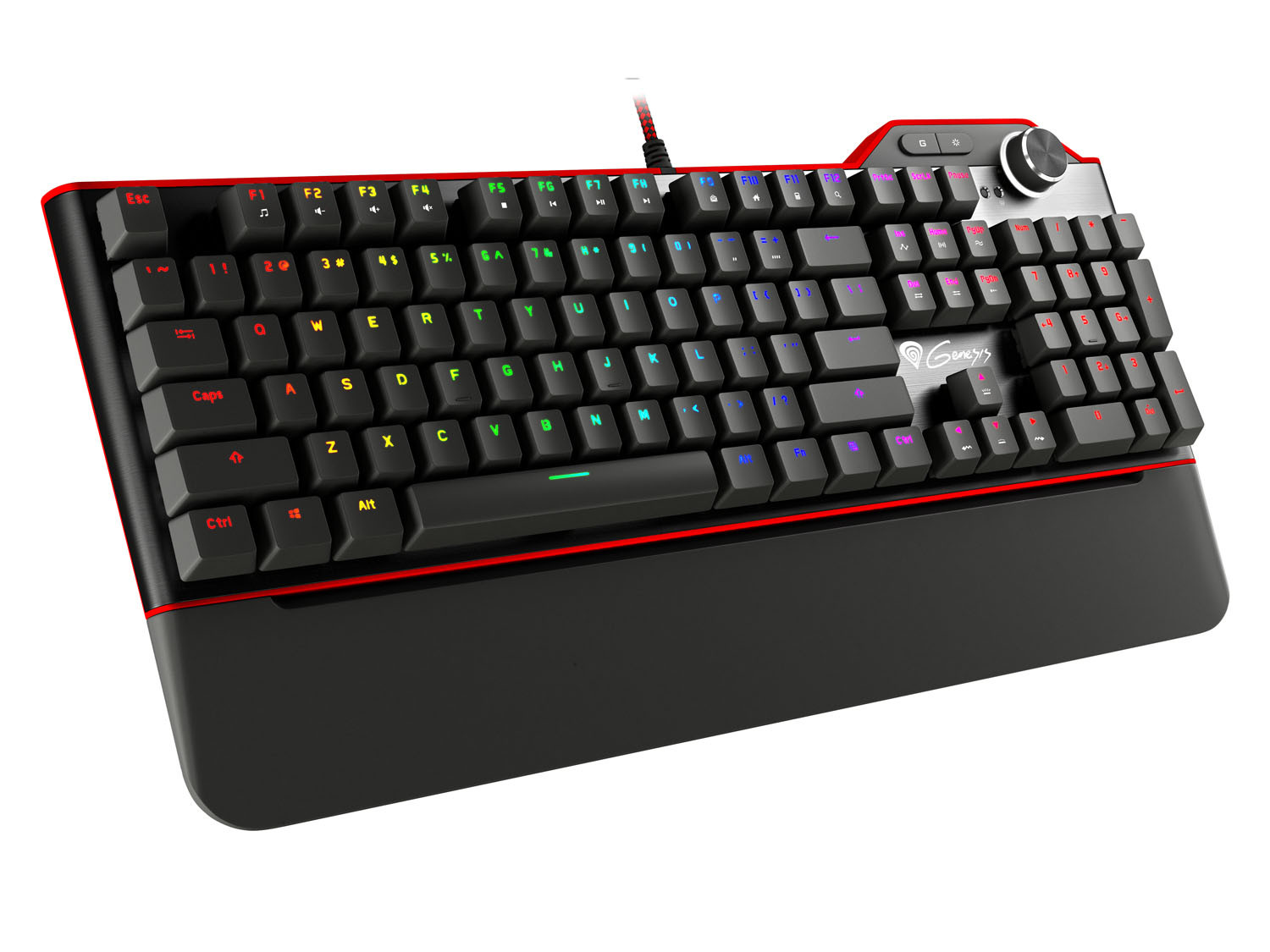 Levně Genesis herní mechanická klávesnice RX85/RGB/Kailh Brown/Drátová USB/US layout/Černá-červená