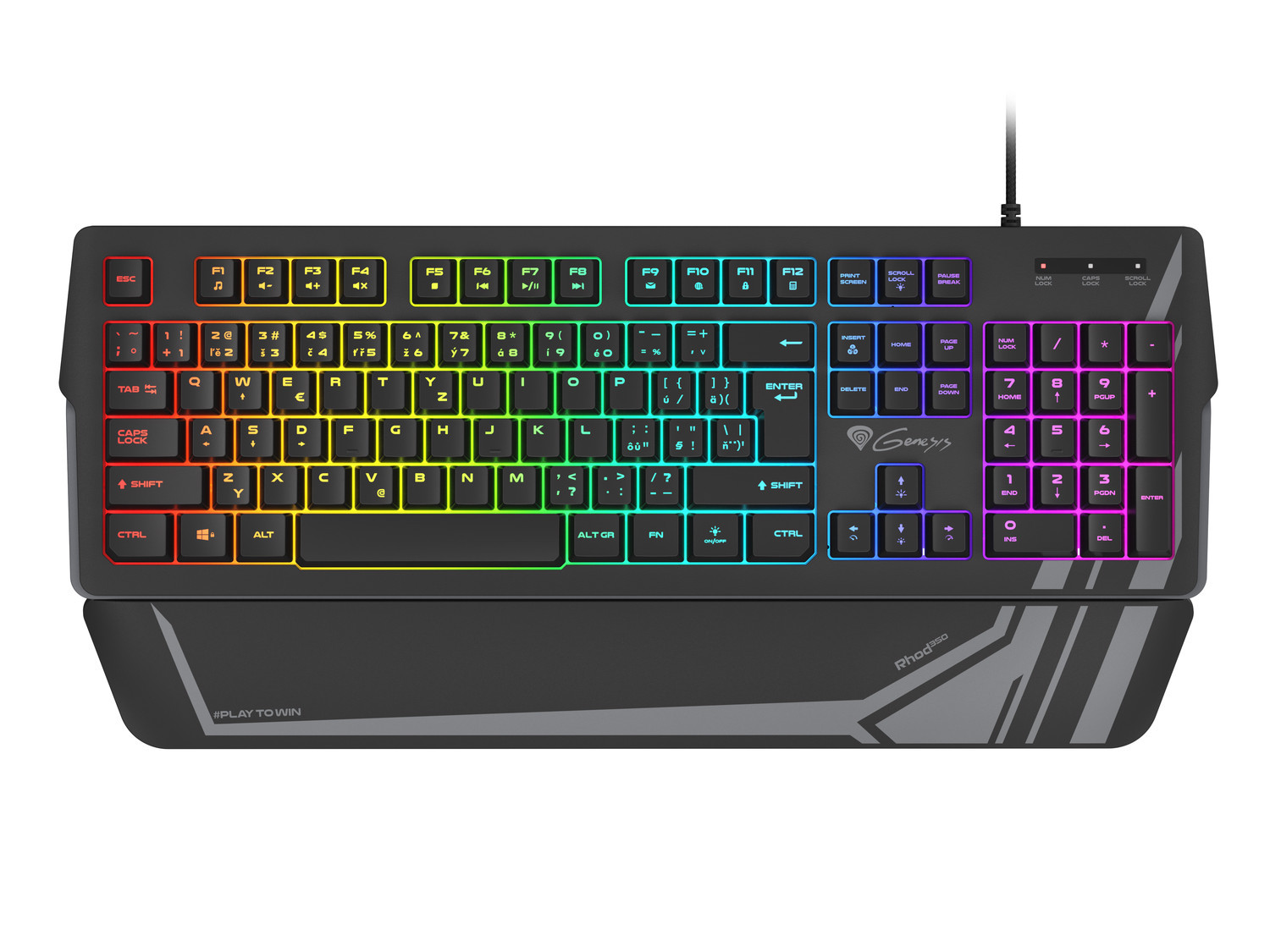 Levně Genesis herní klávesnice RHOD 350/RGB/Drátová USB/CZ/SK layout/Černá