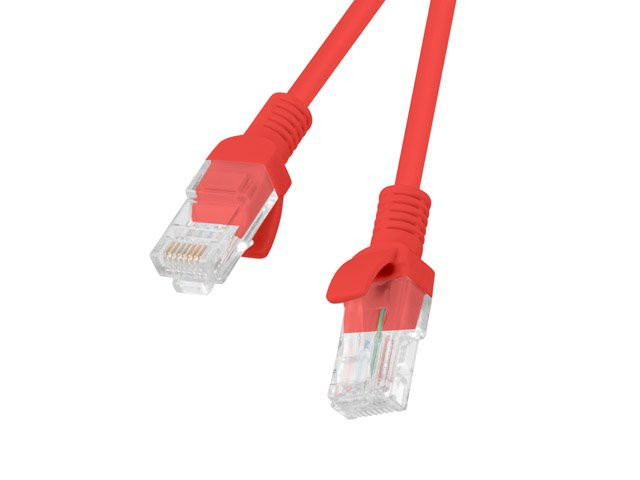 LANBERG Patch kabel CAT.5E UTP 0.5M červený Fluke Passed