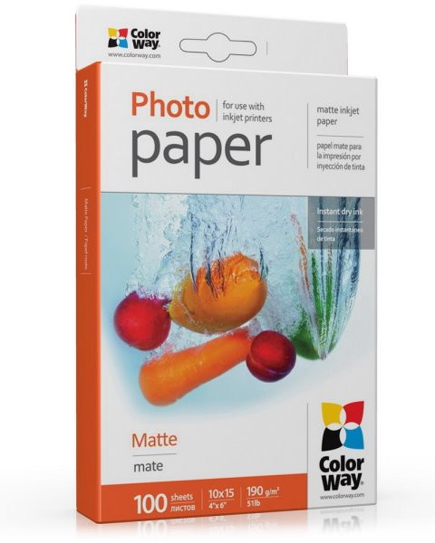 Levně COLORWAY fotopapír/ matte 190g/m2, 10x15/ 100 kusů