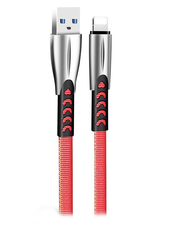 Levně Colorway Datový Kabel USB-Apple Lightning/ 2.4A/ 1m/ Zinc Alloy/ Červený