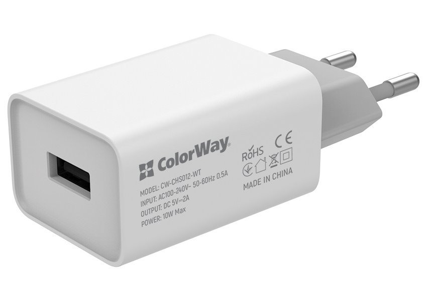 Levně COLORWAY 1x USB/ síťová nabíječka/ 10W/ 100V-240V