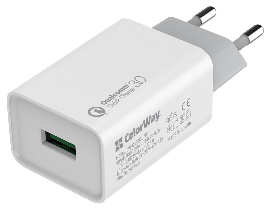 Levně COLORWAY 1x USB/ síťová nabíječka/ 18W/ 100V-240V