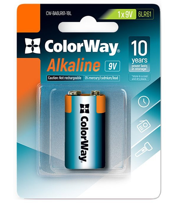 Levně Colorway alkalická baterie 6LR61/ 9V/ 1ks v balení/ Blister