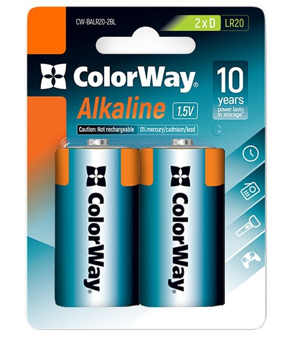 Levně Colorway alkalická baterie D/LR20/ 1.5V/ 2ks v balení/ blistr