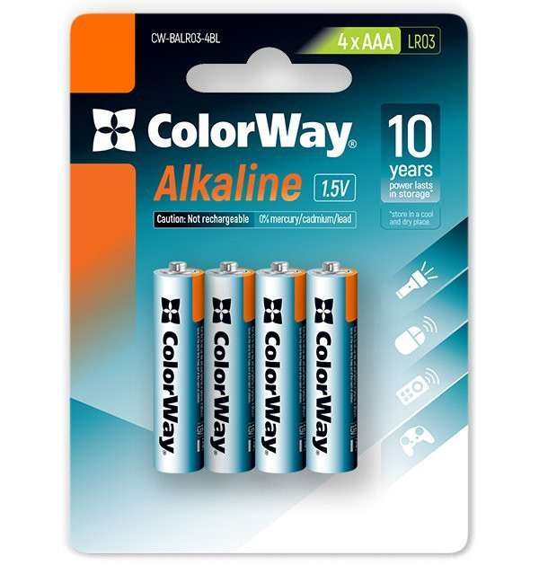 Levně Colorway alkalická baterie AAA/ 1.5V/ 4ks v balení/ Blister