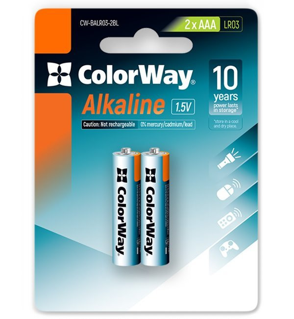 Levně Colorway alkalická baterie AAA/ 1.5V/ 2ks v balení/ Blister