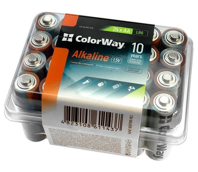 Levně Colorway alkalická baterie AA/ 1.5V/ 24ks v balení/ Plastový box