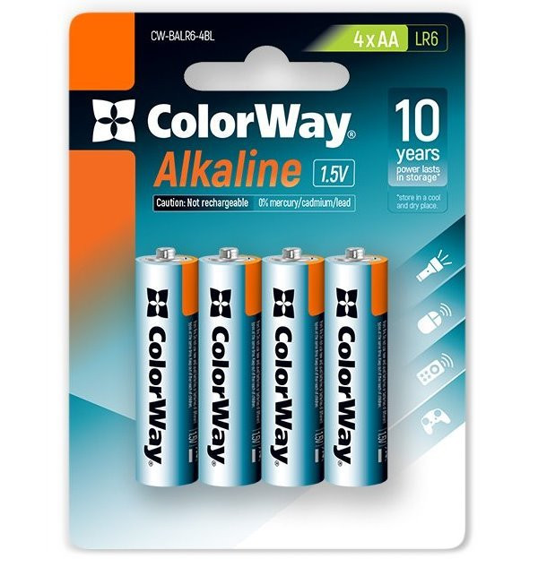 Levně Colorway alkalická baterie AA/ 1.5V/ 4ks v balení/ Blister