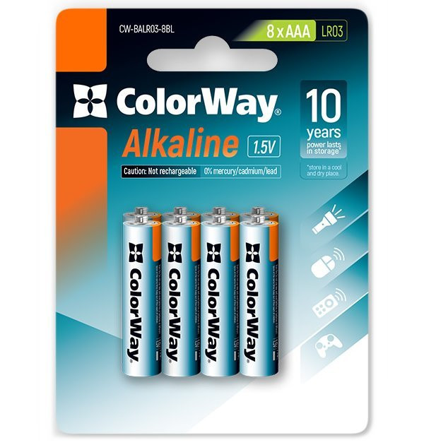 Levně Colorway alkalická baterie AAA/ 1.5V/ 8ks v balení/ Blister