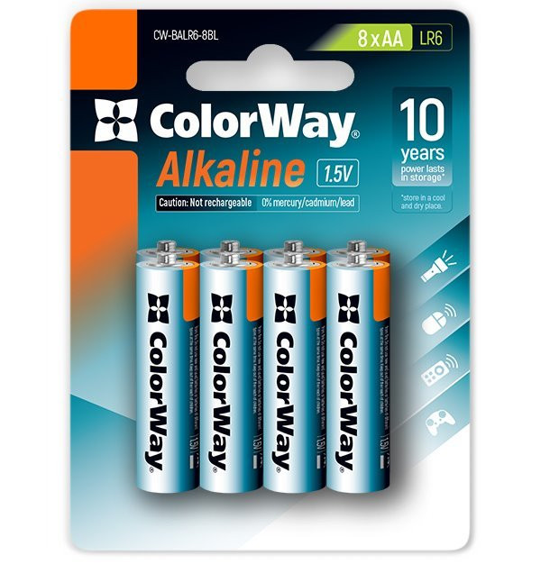 Levně Colorway alkalická baterie AA/ 1.5V/ 8ks v balení/ Blister