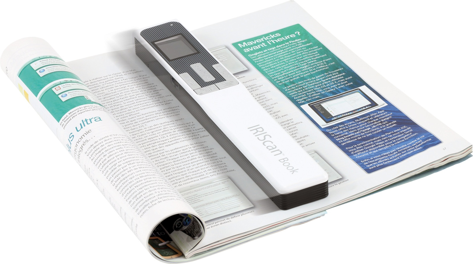 Levně IRIScan Book 5 White skener, A4, přenosný,barevný, 1200 dpi , s baterií, USB, micro SD, 1,5" display, bílý