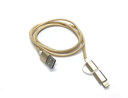 Levně Crono kabel propojovací USB 2.0/ micro USB + Lightning, 1m, zlatý
